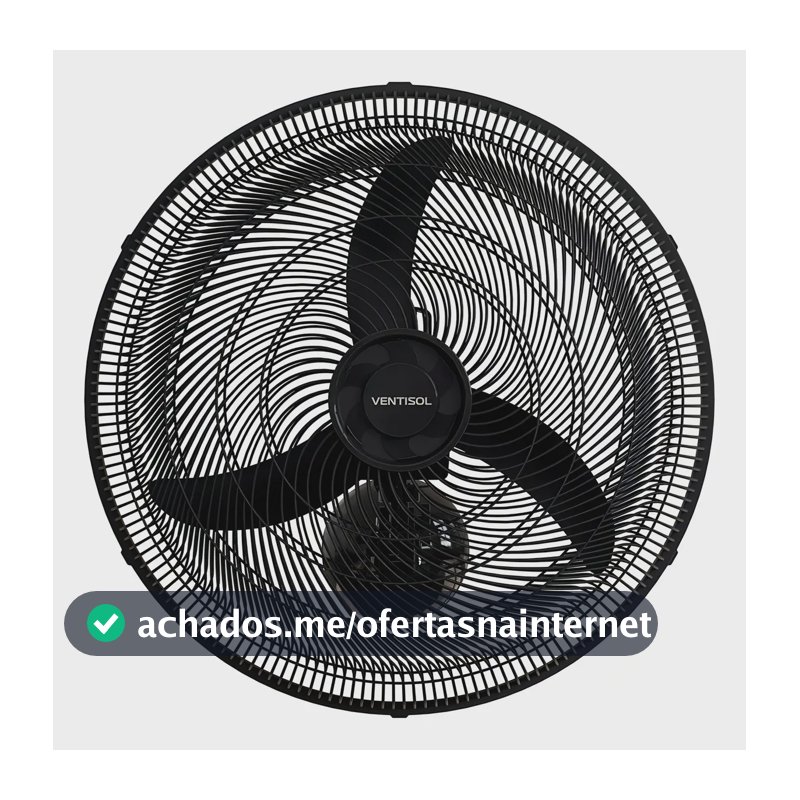 Ventilador Oscilante Parede 50cm 130w Preto Ventisol Diâmetro 50 Cm Material Das Pás Plástico Quantidade De Pás 3