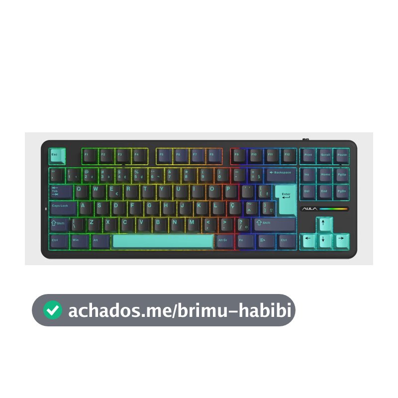 Teclado Mecânico Aula F87 Sem Fio Verde/preto Hotswap Abnt2 Verde/preto Português Brasil