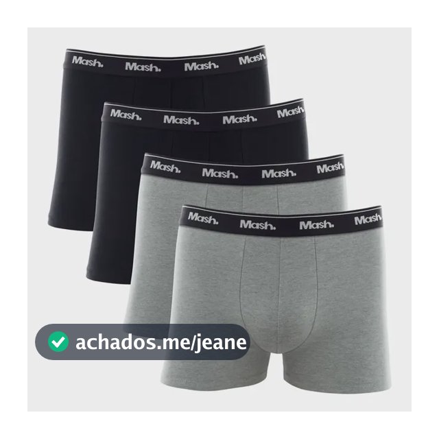 Kit Cueca Boxer Mash 4 Peças Masculina Algodão Elástico