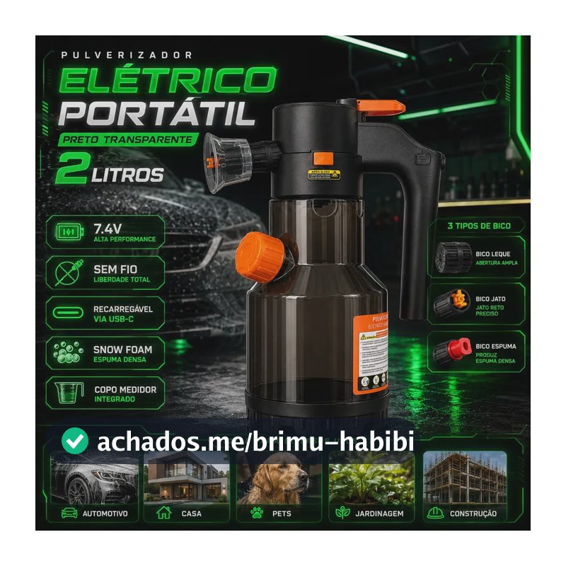 Pulverizador Elétrico Snow Foam Profissional p/ Limpeza Automotiva e Casa