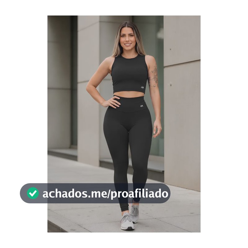 Conjunto Blackout Zero Transparência Legging E Cropped Suple Preto G