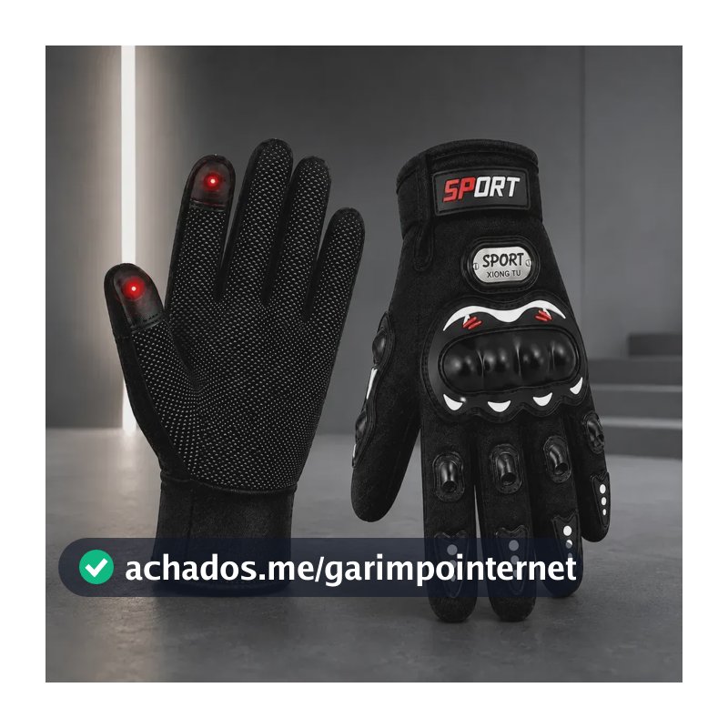 Par De Luva Motoqueiro Touch Proteção Pilotagem Preto Único