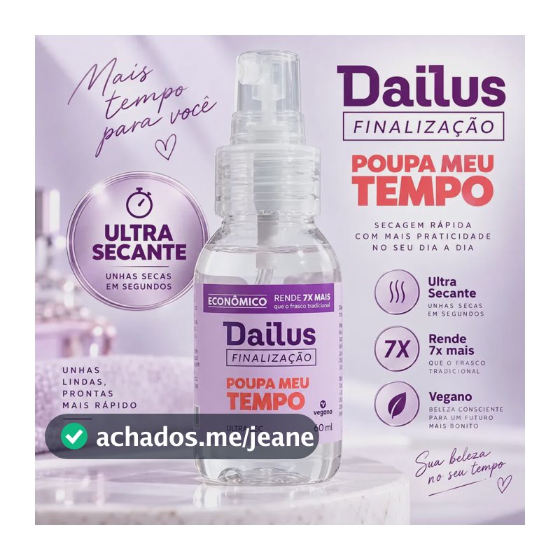 Dailus Spray Ultra Secante Unhas Poupa Meu Tempo 60ml Transparente