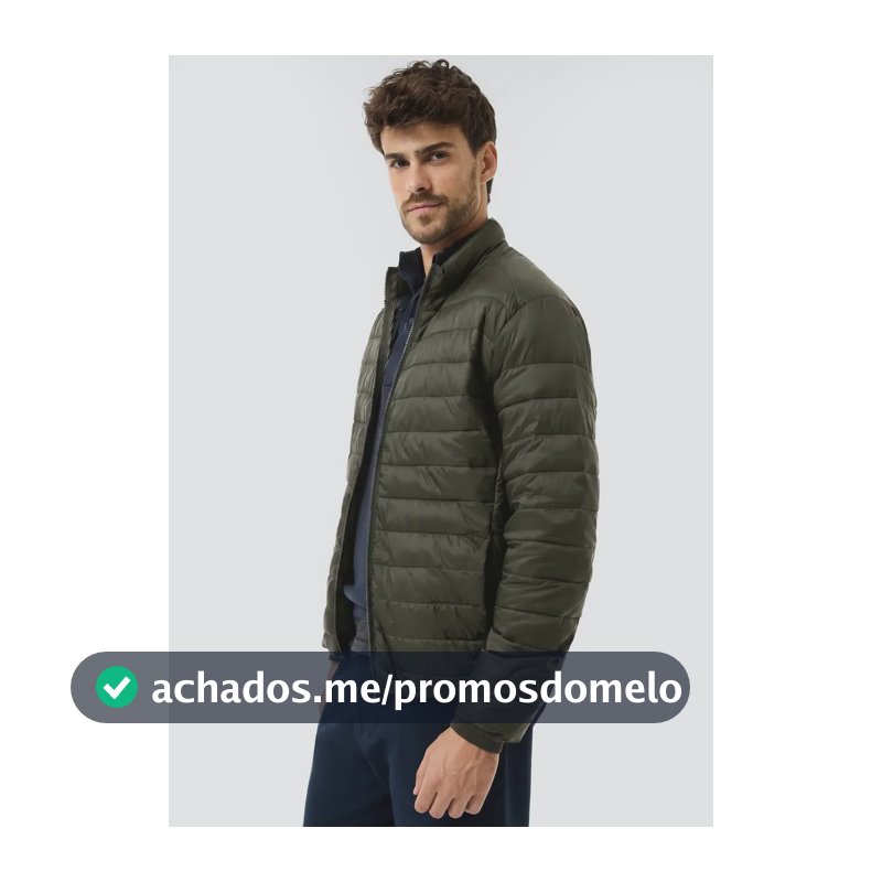 Jaqueta Masculina Puffer Matelassê + Saquinho Hering Verde Militar M