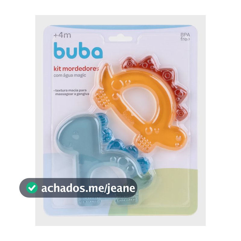 Kit 2 Mordedor Com Água Refrigerável Magic Buba Magic Dino Dinossauro