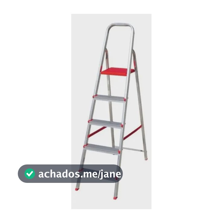 Escada 5 Degraus Botafogo Lar & Lazer Metal 120kg Reforçada Cinza/vermelho Cinza E Vermelho