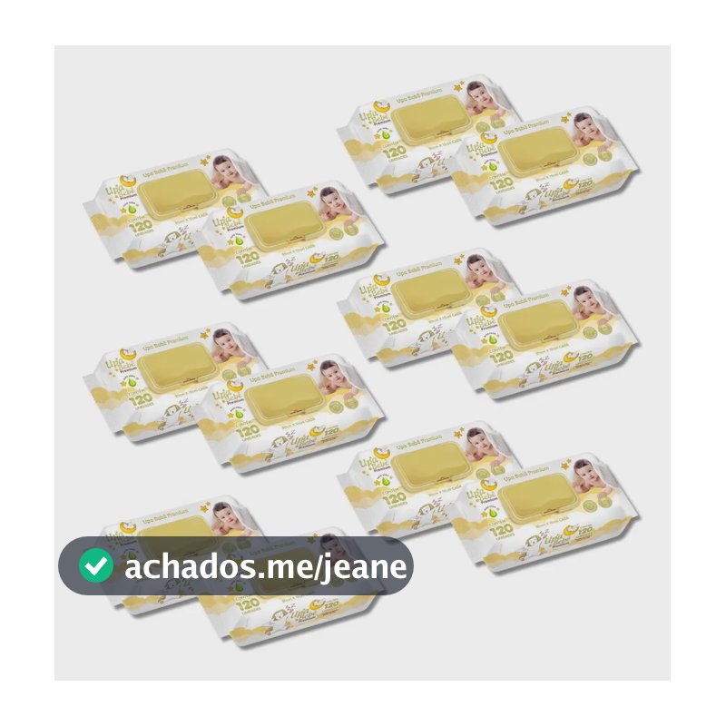 KIT C/12 LENCO UMEDECIDO TOALHA UPA BEBE PREMIUM SEM ALCOOL COM ALOE VERA TOTAL DE 1440 UNIDADES DE TOALHINHAS