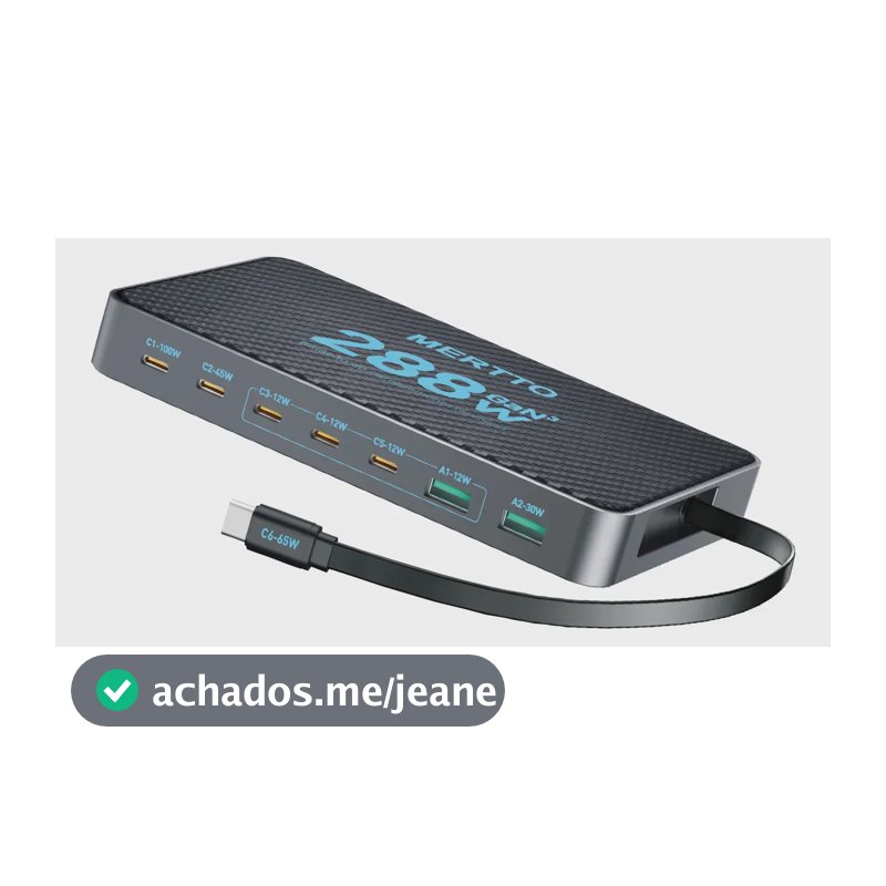 Carregador inteligente multiportas ultrafino Mertto Qc3.0 preto