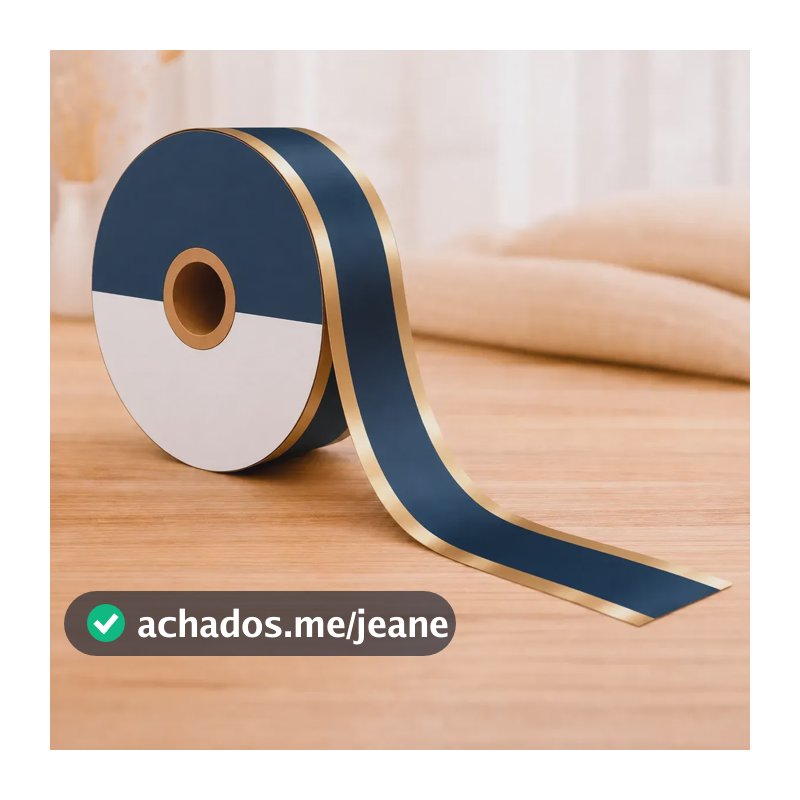 Fita Decorativa Azul Marinho Ouro 32x100 Laço Bola Decoração