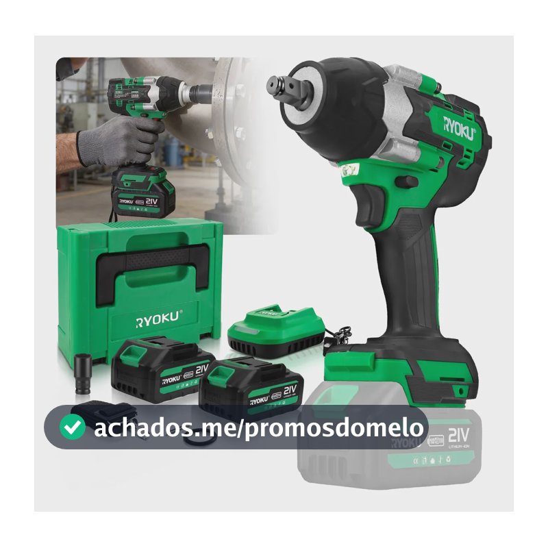 Chave De Impacto 1/2'' 700nm Brushless 2 Baterias Maleta Verde 127/220v