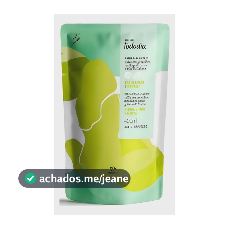 Hidratante Natura Capim Limão E Hortelã Tododia 400ml Refil Limão