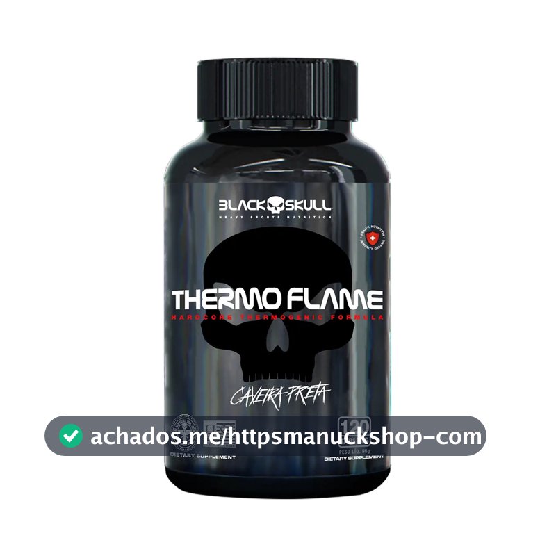 Cafeína Black Skull Caveira Preta Thermoflame em tabletes Sem sabor de 120 un