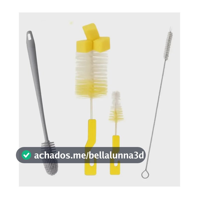 Kit 4 Escovas Para Lavar Mamadeira Copo Canudo Garrafa Amarelo