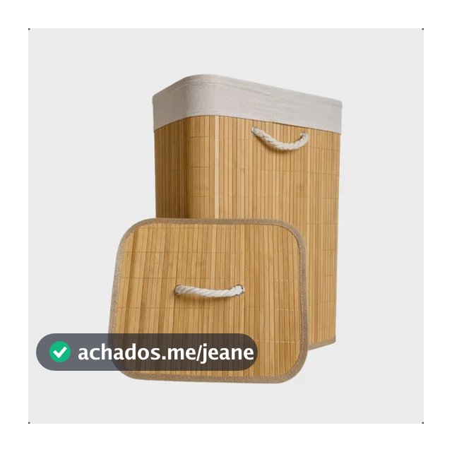 Cesto de Roupa Bambu Retangular de 72L com Tampa e Forro de Linho