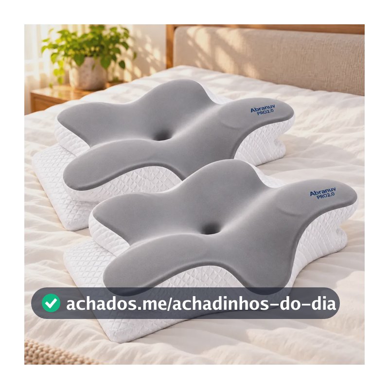 Kit 2 Travesseiros Abranuv Cervicais Espuma Visco Sono Branco