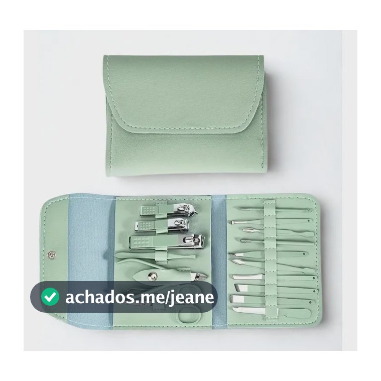 Kit Manicure Pedicure Portátil 16 Peças Aço Inox Estojo