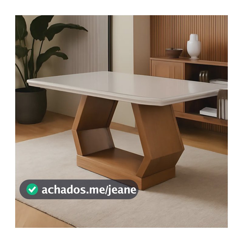 Mesa Sala De Jantar Lara 180cm Em Mdf E Vidro Com Canto Copo Cor da tampa Off White/ Imbuia/ Serig. Off