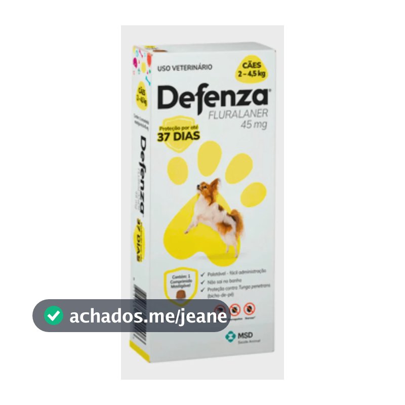 Antipulgas Defenza 45mg Cães De 2 A 4,5kg 1 Comprimido Msd