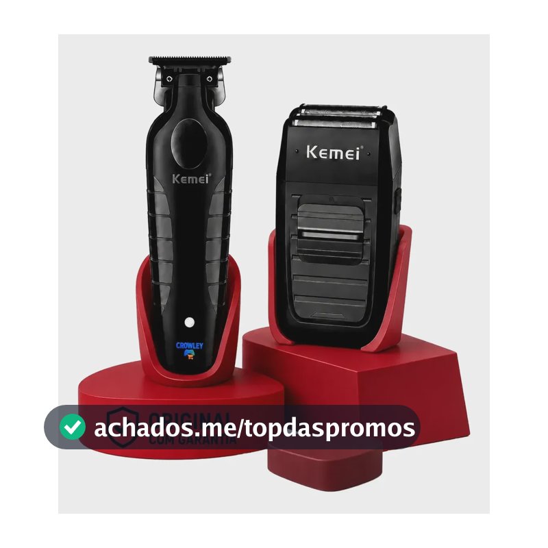 Kit Kemei Máquina Acabamento Km-2299 E Barbeador Shaver 1102 Preto 5v