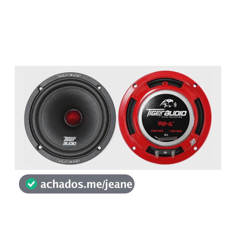 Mid Bass Tiger Áudio 115mb-6 6 Polegadas 230 W Rms (par) Preto/vermelho