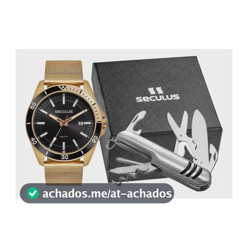 Relógio De Pulso Seculus Masculino 77211gpskda2k1 Dourado Dourado-escuro Preto