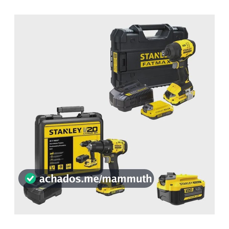 Parafusadeira Furadeira 13mm Stanley + Parafusadeira Furadeira 230Nm + Ganhe Bateria 4Ah 20V