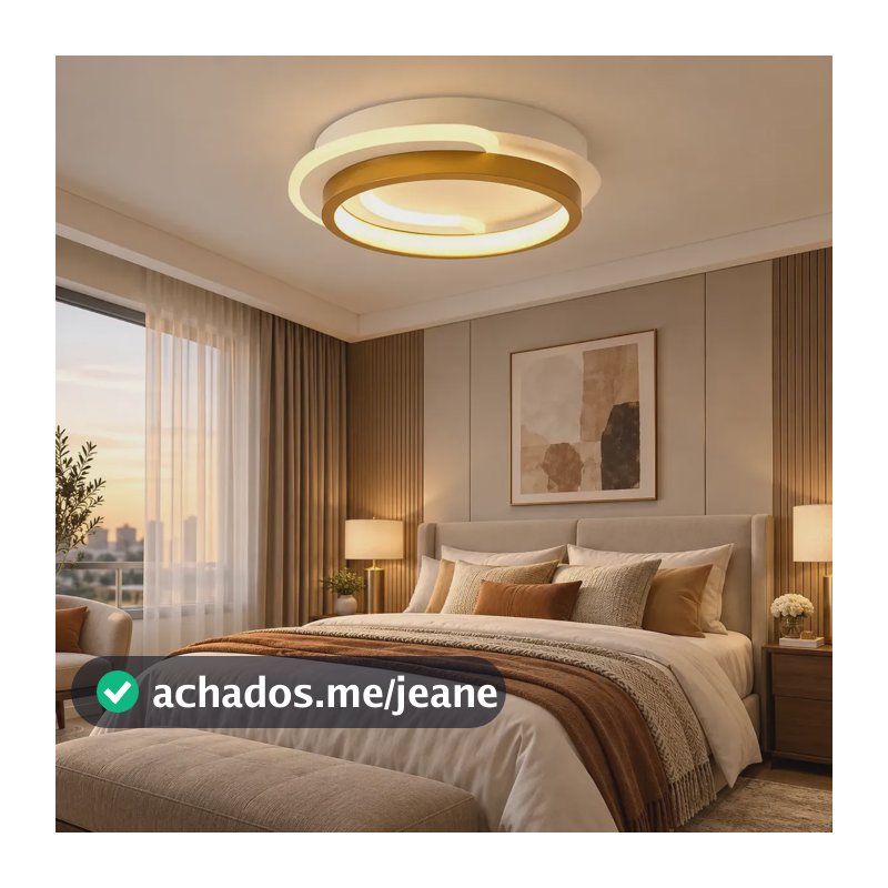 Luminária Lustre Teto Pendente Led Moderna Redondo 110v/220v 127/220v Dourado