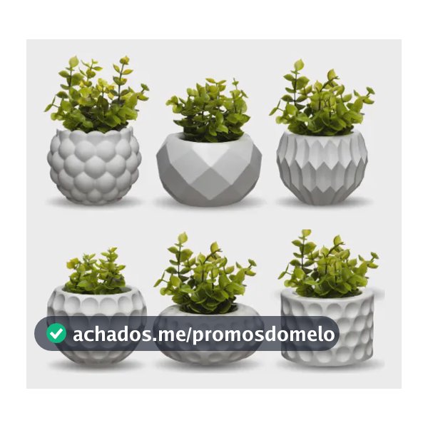 Kit 6 Vasos Decorativos C/ Planta Artificial Enfeite Casa Nf Branco