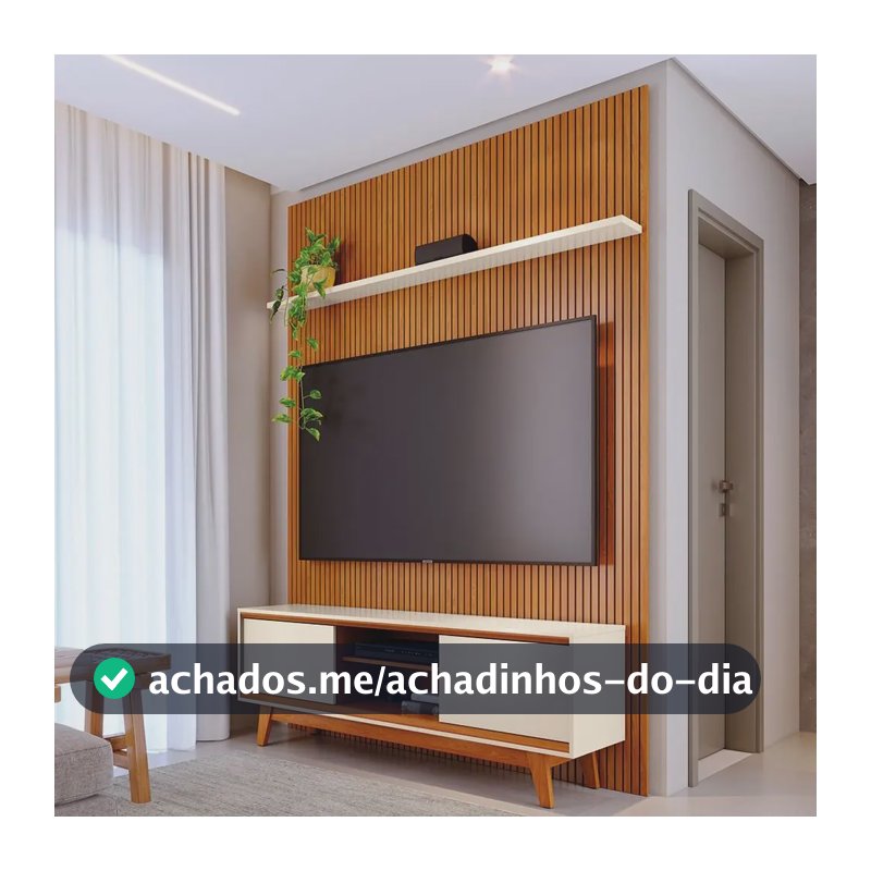 Rack com Painel Ripado Madetec Milo para TV até 65'' Cinamomo/Off White