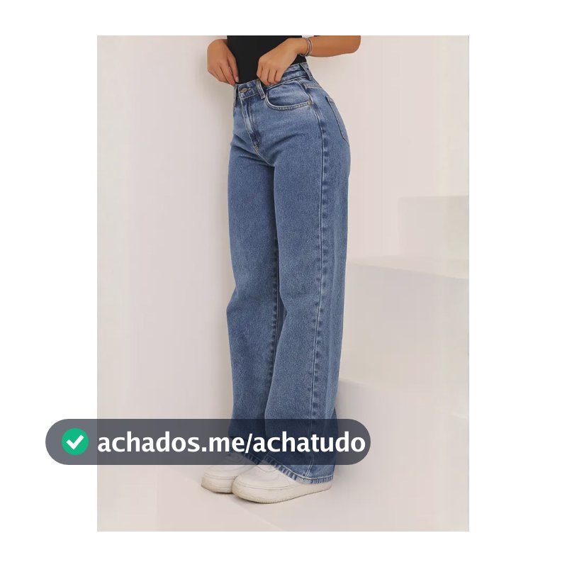 Calça Jeans Wide Leg Feminina Cintura Alta Pantalona Jeans Marmorizado Liso 40