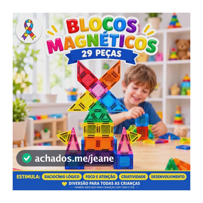 Blocos Magnéticos De Montar Construção Infantil 29 Peças Brinquedo Educativo Montessori Stem Imã Empilhamento Formas Geométricas 3D Menino Menina Presente Dia Das Crianças Natal Louis Riel Acustico