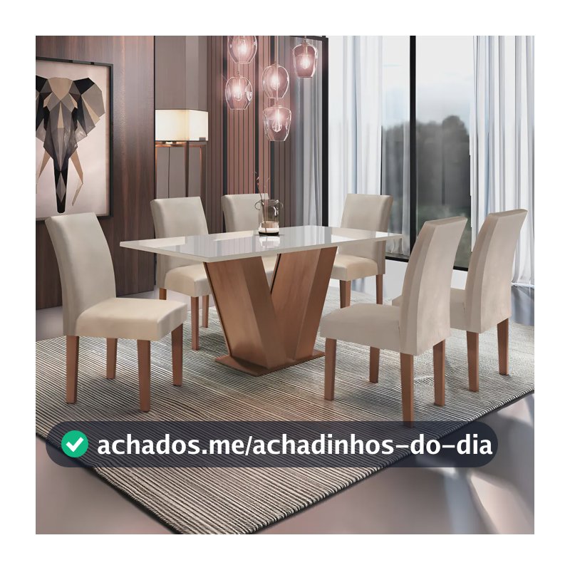 Conjunto Sala De Jantar Mesa Tampo De Vidro 6 Cadeiras Espanha Yescasa