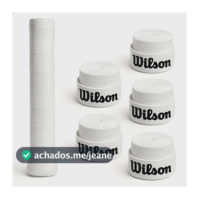 Kit Overgrip Wilson Furado para Beach Tennis e Padel, Branco (5 Unidades)
