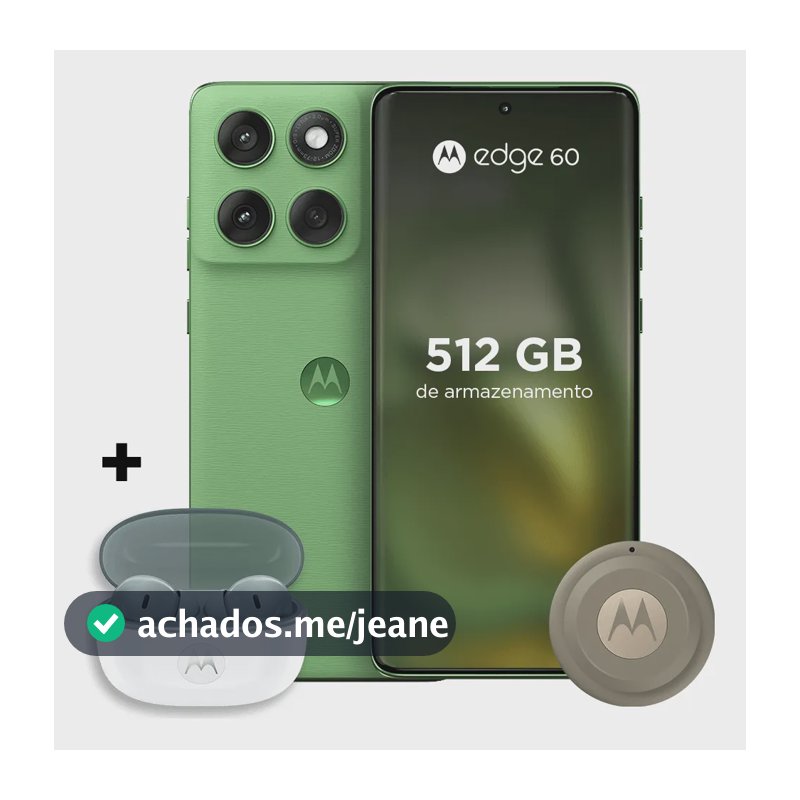 Kit Smartphone Motorola Edge 60 5g 512gb Verde + Moto Tag 2 Bege + Moto Buds 2 Cinza