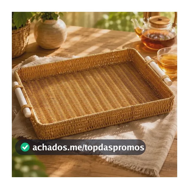 Bandeja Cesto Plástico Grande 40x30cm Com Alça Marrom
