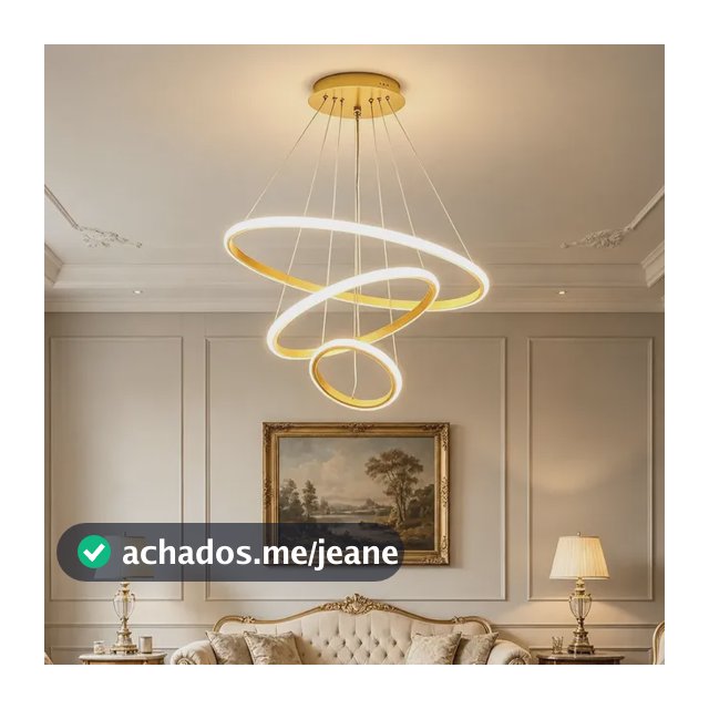 Luminária Pendente Led Com 3 Anéis Moderno Sala De Jantar