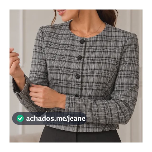 Casaco Feminino Cropped Alfaiataria Listras