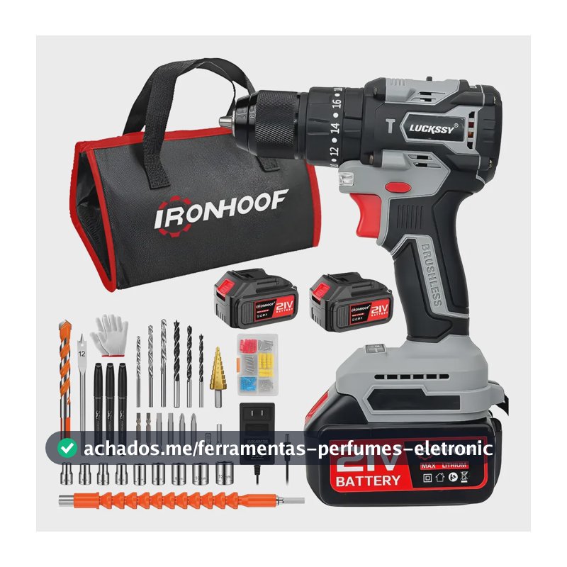 Furadeira E Parafusadeira De Impacto Brushless 2 Baterias Cinza-escuro 110/127/220v 60hz