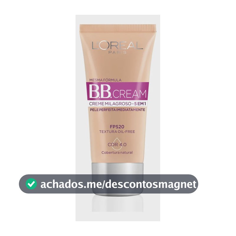 L'Oréal Paris Dermo Expertise BB Cream, Creme Milagroso 5 em 1, Cobertura Natural, Hidrata e Uniformiza a Pele, Oil Free, FPS 20 e Acabamento Matte, 30ml