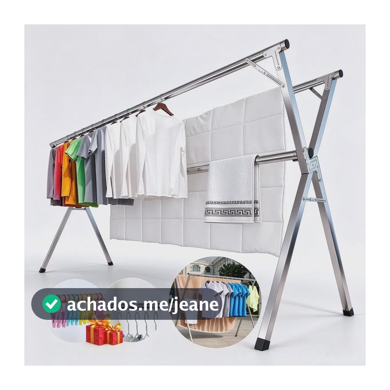 Varal De Chão Grande De Roupas 3 Andares Dobrável - Branco Branco
