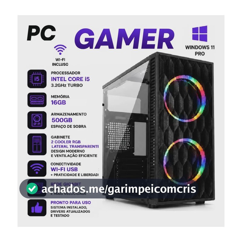 Pc Cpu Gamer Barato Core I5 3.2ghz Turbo 16gb + 500gb + Wifi 500 Gb 16 Gb Intel Graphics