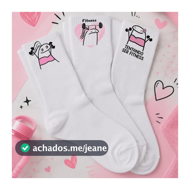 Kit  3 Pares Divertidas Flork Malhando Academia Treino Fit Branco Flork Feminina Unico
