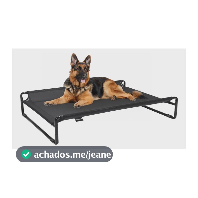 Cama Suspensa Grande Cachorros Looxopet Textilene Preto 120×82×24cm