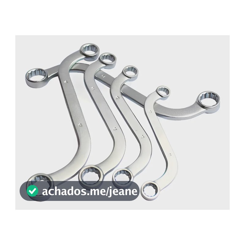 Kit 5 Chaves Inglesas Meia Lua Combinadas 10 A 19mm Brv Prateado