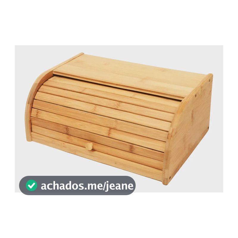Porta Pão Bambu Com Tampa Retrátil Cor Bege Liso Casa Laura Enxovais