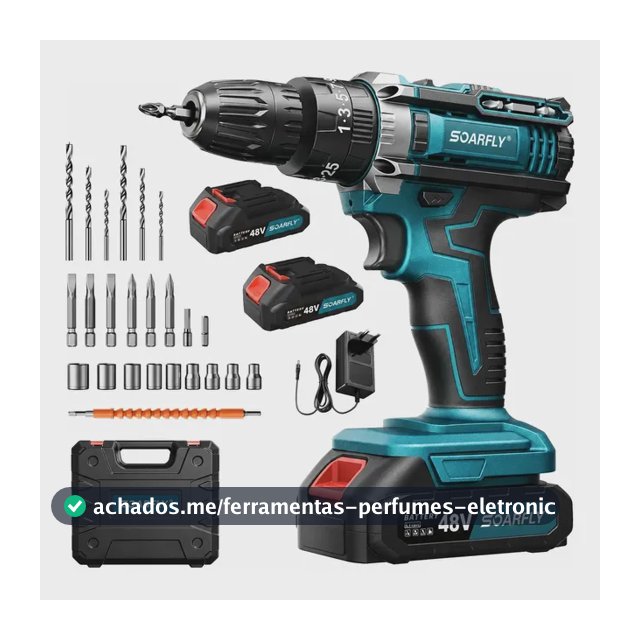 Parafusadeira Furadeira De Impacto Profissional Sem Fio 48v Azul 127/220v 50/60hz
