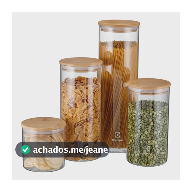 Electrolux Kit 4 Potes Herméticos De Vidro com Tampa Bambu, Porta Mantimentos, Porta Alimentos, Vedação Silicone