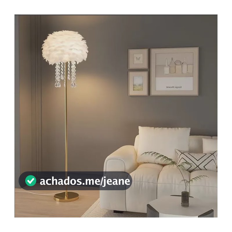 Luminária De Chão Led Branca Bege Preto