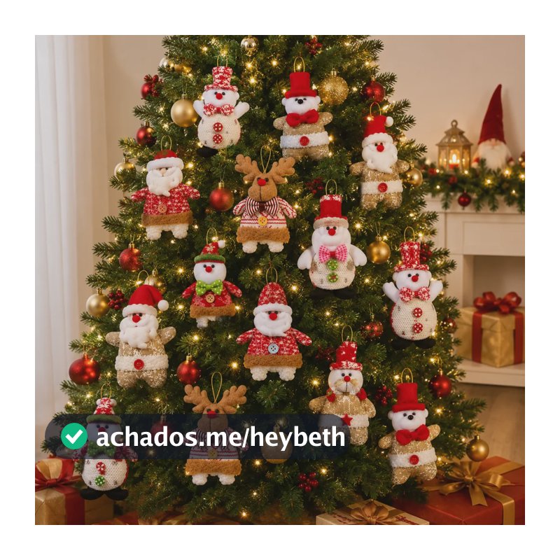 Kit 10 Enfeites Natal Pelucia Bonecos Grandes Decoração Luxo Vermelho