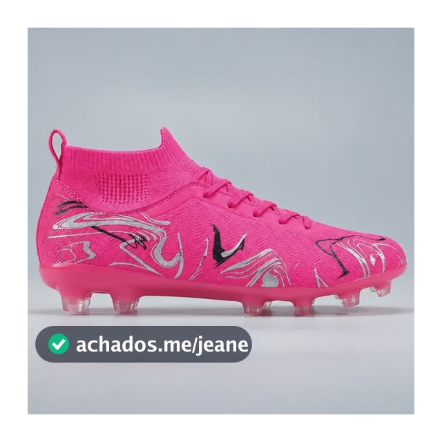 Chuteira Rosa Campo Grama Natural Meinha Futebol Merks Wave